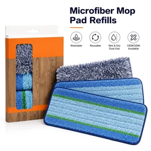 Microfiber Mop Pad Refills Washable Reusable Wet Dry Dual Use Replacement Flat Mop Pads OEM ODM Available