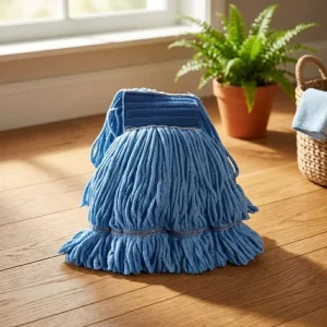 Microfiber Mop Pad Replacement Fit Tiger Clip Mop Frame Blue Fiber Mop Head for Commercial Cleaning