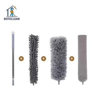 Microfiber Multi Functional Furniture Cleaning Duster Set with Telescopic Handle and Replaceable Head Household Use