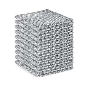 Microfiber Multipurpose Dishcloth Non-Scratch Silver Wire Kitchen Cleaning Cloth Pad Lint Free Drying Cleaning Cloths