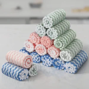 Microfiber Pineapple Checker Coral Fleece Kitchen Cleaning Towel Dish Rags