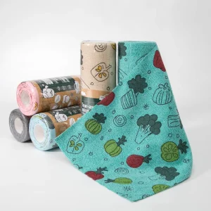 Microfiber Printed Cleaning Cloth for Kitchen Easy Tear Off Stain free Dishrags Multi Purpose Microfiber Dust Wipe Towel Rolls