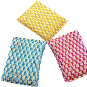 Microfiber Rectangle Dishwashing Scrubber Sponge Scouring Pad with 250% 500% Water Absorption for Kitchen Use