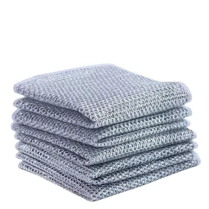 Microfiber Silver Dishwashing Cloth Reusable Plain Style Kitchen Cleaning Towel 100pcs MOQ