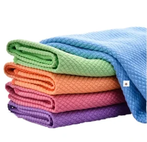 Microfiber Square Cleaning Cloth Non-Streak Fish Scale Lint Free For Kitchen Car Glass Mirror Window