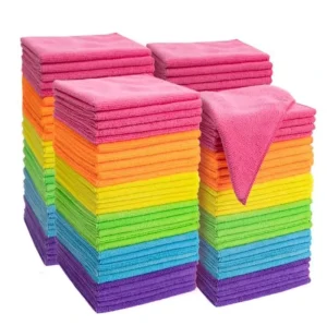 Microfiber Square Kitchen Cleaning Cloth Set Bulk Pack Lint Free Absorbent Eco Friendly Double Sided Terry Loop Dish Cleaning