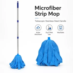 Microfiber Strip Mop Telescopic Stainless Steel Handle Super Absorbent Washable Wet Dry Floor Cleaning Mop