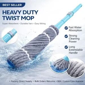 Microfiber Telescopic Twist Mop 360 Degree Cleaning for Household Floor Cleaning
