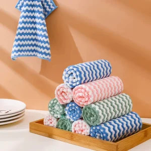 Microfiber Thickened Quick Dry Square Wash Cloth Kitchen Cleaning Towel Absorbent Eco Friendly Dish Cloth for Tableware