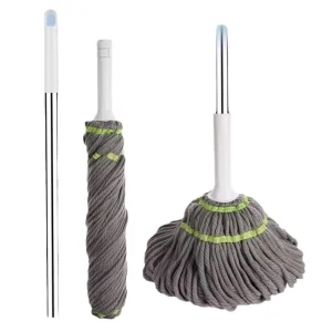 Microfiber Twist Mop with Steel Pole Self-Wringer Lightweight for Home Living Room Use