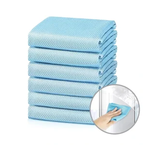 Microfiber Warp Knitted Square Quick Dry Lint Free Diamond Fish Scale Cloth for Kitchen Cleaning