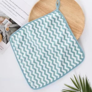Microfiber Woven Coral Fleece Kitchen Towel Quick Dry Super Absorbent Lint Free Reusable Dish Cleaning Cloth for Household Use