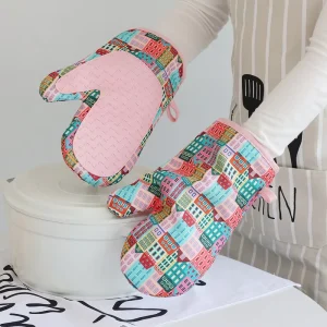 Microwave Insulated Silicone Oven Mitt Gloves Thickened Heat Resistant Food Grade Dishwasher Safe Eco-Friendly Household