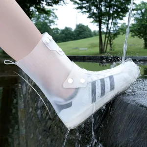 Mid-Calf PVC Overshoes Anti-Slip Thickened and Wear-Resistant Galoshes Waterproof Foot Covers for Rainy Days