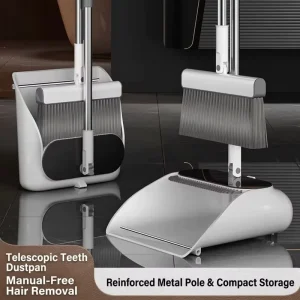 Mini Broom and Dustpan Set with Self Cleaning Comb Teeth Portable Handheld Desk Sweeper for Car Interior Keyboard Office
