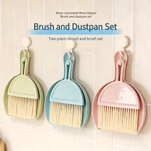 Mini Desktop Broom and Keyboard Cleaning Brush with Dustpan Lightweight Portable Bristle Brush Plastic Handle