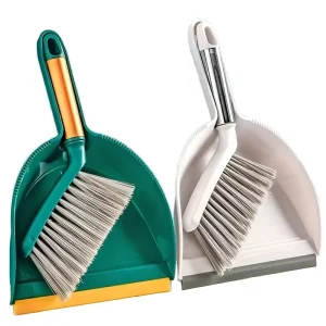 Mini Dustpan Brush Set Plastic Handle Computer Keyboard Sweep Broom Stick with Soft Wood PP Bristles