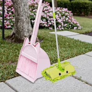 Mini Household Cleaning Tool Set for 2-6-Year-Old Children 3-Piece Chenille Mop Head Toys Plastic Broom Dustpan Mop
