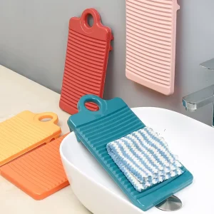 Mini Household Multifunctional Scrubboard Thick Anti Slip Plastic Hand Washing Board Multi Color Stripes Convenient for Laundry