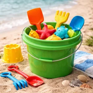Mini Plastic Buckets with Lids Miniature Simulated Beach Bucket Dollhouse 0.5 Quarts 0.5Qt 250 Ml
