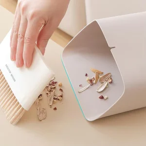 Mini Table Top Cleaning and Storage Set Small Broom and Trash Can PP Material for House Cleaning