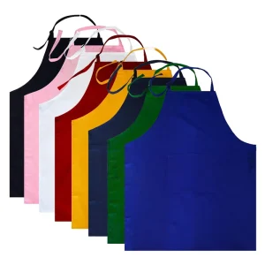 Mixed Color Commercial 2 Pockets Kitchen Cooking Restaurant BBQ Painting Crafting Apron Plain Bib Aprons