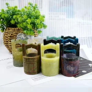 Mixed Material Crystal Carved Bucket Carvings Polished Stone Jade Bucket Ornaments for Desktop and Gift
