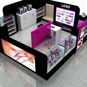 Mobile Beauty Shop Cart Customized Nail Bar Furniture Station Kiosk for Manicure and Cosmetics