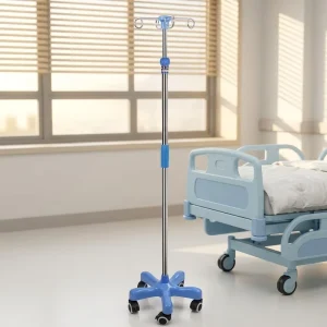 Mobile IV Pole Adjustable Height Infusion Stand With 4 Hooks for Hospital Medical System