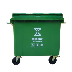 Mobile Large Plastic Garbage Container 660 Litre Waste Bins Outdoor Trash Cans for Industrial Waste Bin