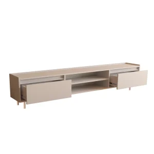 Modern 2-Drawer Extendable Storage TV Console Stand Wood Cabinet