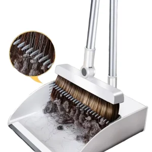Modern 2 in 1 Extendable Broomstick Set PP Bristle Material Flagged Bristle Plastic Handle Broom Dustpan Long Home