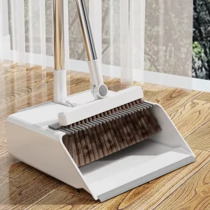 Modern 2-in-1 Extendable Broomstick Set Plastic Handle PP Bristle Unflagged Bristle Broom Dustpan Outdoor Home Use