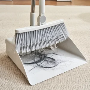 Modern 2-in-1 Home Floor Cleaning Broom Dustpan Combo Set Flagged Bristle Extendable Design Easy Cleaning Plastic