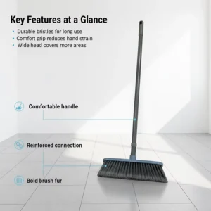 Modern 2 in 1 Plastic Push Broom with PET Broom Head and Dustpan for Indoor Outdoor Floor Cleaning Home Office