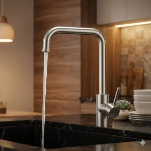 Modern 304 Stainless Steel Kitchen Sink Faucet Deck Mounted Hot Cold Mixer Tap