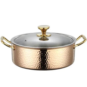 Modern 316 Stainless Steel Hammer Pattern Soup Pot Large Capacity 32cm Hot Pot for Induction Cooker