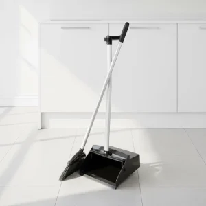 Modern Adjustable Standing Broom and Dustpan Set with Long Handle Plastic Broomstick PET Broom Head for Household and Garden Use