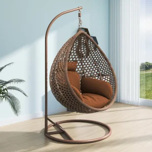 Modern Aluminum Hanging Egg Chair with Stand for Indoor or Outdoor Use