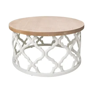 Modern Boho-Chic Wood and Iron Coffee Table and Chairs