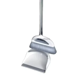 Modern Cleaning Tool with Plastic Handle Nylon Bristle Broom Dustpan Set for Professional Janitorial Housekeeping Teams
