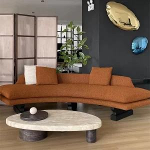 Modern Curved Fabric Sofa Set