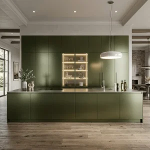 Modern Customizable Stainless Steel Single-Wall Kitchen Cabinet Set for Apartments