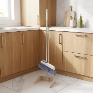 Modern Design Color Plastic Broom and Dustpan Set with Anti slip Handle and Extended Teeth Highly Efficient in Removing Hair