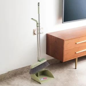 Modern Design Colorful Plastic Broom and Dustpan Set with Non slip Handle and Built in Comb for Efficient Cleaning