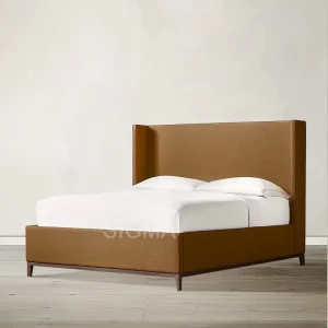 Modern Design Interior Furniture Home Hotel Bedroom Wood Frame Velvet Bed Minimalist King Bed