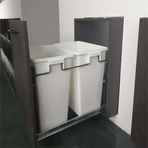 Modern Design Kitchen Cabinet Waste Bin Two Box Plastic Dustbins Recycle Built In Kitchen Trash Can