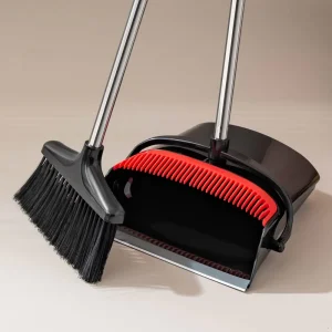 Modern Durable Long Lasting Soft Broom Set with Long Handle and Great Stand for Indoor Floor Cleaning