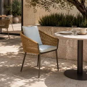 Modern Eco Friendly PE Rattan Outdoor Dining Chair with Powder Coated Aluminum Frame UV Resistant for Hotel & Villa Courtyard