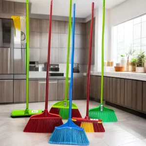 Modern Eucalyptus Wood Broomstick with PVC and Soft Bristle Broomhead for Indoor Use Home Use Broom Brush